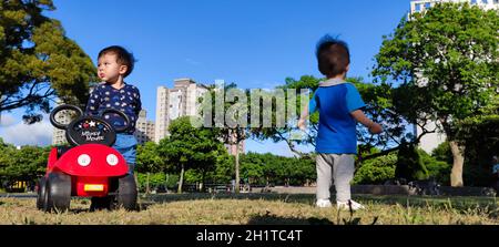 Linkou Sports Park, Taiwan-Apr 21, 2021 - Beautiful Sports Park and Beautiful Sky in New Taipei City, New Taipei City, Taiwan Stock Photo