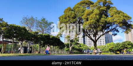 Linkou Sports Park, Taiwan-Apr 21, 2021 - Beautiful Sports Park and Beautiful Sky in New Taipei City, New Taipei City, Taiwan Stock Photo