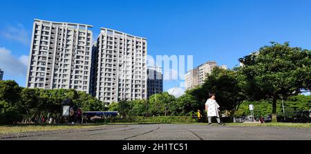 Linkou Sports Park, Taiwan-Apr 21, 2021 - Beautiful Sports Park and Beautiful Sky in New Taipei City, New Taipei City, Taiwan Stock Photo