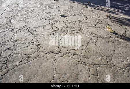 stamped concrete pavement outdoor, Flat boulders and rounded edges stones pattern, flooring exterior, decorative cement paving Stock Photo