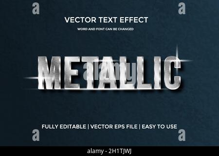 metallic vector text effect editable Stock Vector