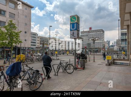 The large Konstablerwache square in downtown Frankfurt, Germany Stock Photo