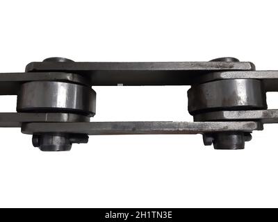 Pulling block conveyor chain on white background Stock Photo