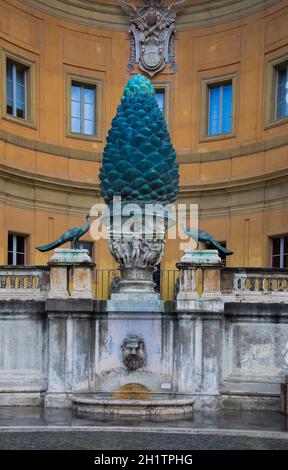 The Pigna fountain at St. Peter's in Rome - Pigna is the name of rione IX  of Rome. The name means pine cone in Italian, and the symbol for the rione  is