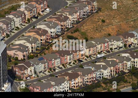 Mandalay Place & Pointe View Place, Paradise Valley, San Francisco, California, USA - aerial. Stock Photo