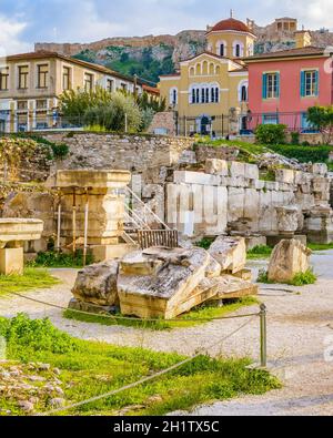 ATHENS, GREECE, DECEMBER - 2019 - Exterior view of emperor adrian library ruins, athens, greece Stock Photo