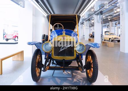 Mlada Boleslav, Czech Republic - September 3, 2016: Laurin and Klement Type S Phaeton (1911) in the Skoda Museum housed in former production halls. Ca Stock Photo