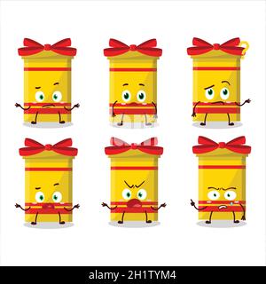 Cartoon character of yellow long gift box with what expression. Vector illustration Stock Vector