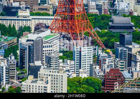 Tokyo Tower and urban landscape. Shooting Location: Tokyo metropolitan area Stock Photo