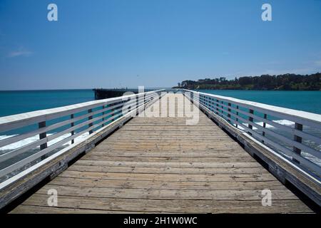 Jetty, William Randolph Hearst Memorial Beach, San Simeon, Central Coast, California, USA Stock Photo
