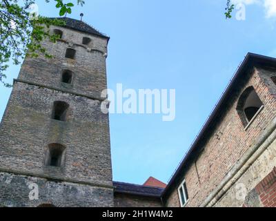 The Metzgerturm in Ulm is a still preserved city gate of the medieval city fortifications on the Danube Stock Photo