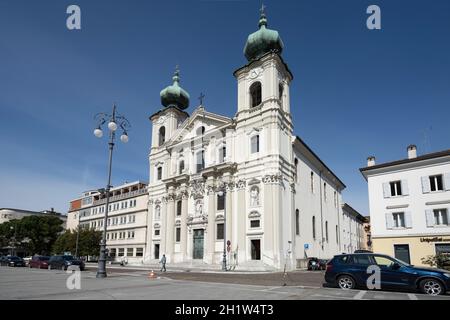 Gorizia, Italy. May 21, 2021.  panoramic view of the Church of Sant'Ignazio in the city center Stock Photo