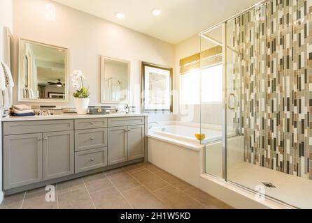 Beautiful Custom Master Bathroom Stock Photo