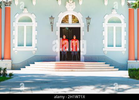 Cetinje, Montenegro - September 13, 2015: Blue Palace was built as the heir's palace in Cetinje, Montenegro. Today the Blue Palace is the official res Stock Photo