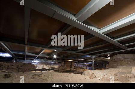 Merida, Spain - Feb 28th, 2021: Crypt of Santa Eulalia Basilica in