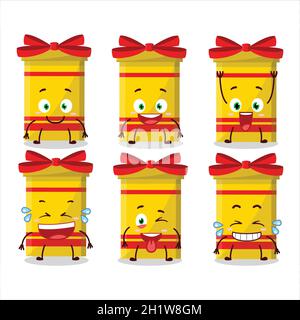 Cartoon character of yellow long gift box with smile expression. Vector illustration Stock Vector