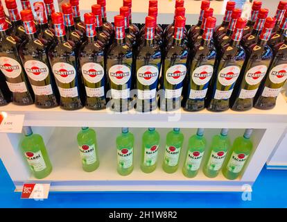 Antalya, Turkey - May 11, 2021: Products of Martini, famous Italian vermouth is the world's fourth most powerful alcoholic brand produced in Turin by Stock Photo