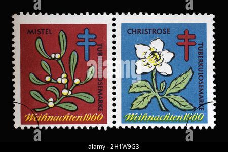 Stamp printed in Germany showing Weihnachten tuberkulosemarke, circa 1960 Stock Photo