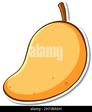 Sticker design with yellow mango isolated illustration Stock Vector