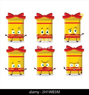 Cartoon character of yellow long gift box with what expression. Vector illustration Stock Vector