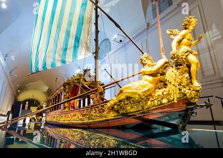 VENARIA REALE, ITALY - CIRCA MAY 2021: the Bucentaur (Bucintoro, 1729). Antique Royal ship of Savoia family. Stock Photo