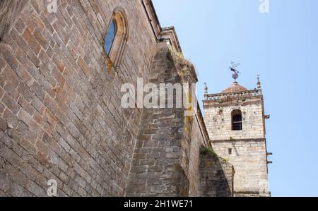 Acebo, beautiful little town in Sierra de Gata, Caceres, Extremadura, Spain. Parish church of Nuestra Senora de los Angeles Stock Photo