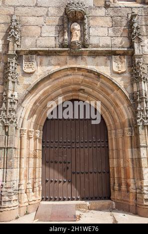 Acebo, beautiful little town in Sierra de Gata, Caceres, Extremadura, Spain. Parish church of Nuestra Senora de los Angeles Stock Photo