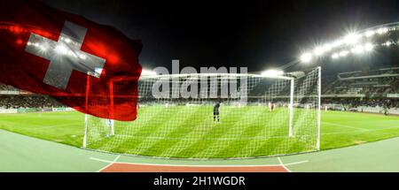 Soccer stadium with flag of Switzerland Stock Photo