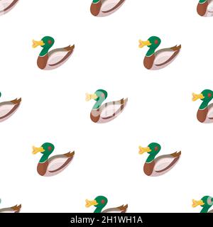 Wild duck pattern seamless background texture repeat wallpaper geometric vector Stock Vector