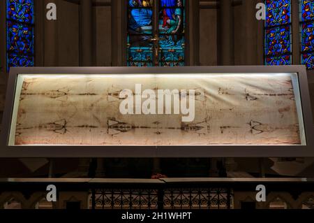 FRANCE. SAVOIE (73). CHAMBERY. METROPOLE CATHEDRAL ST. FRANCIS DE SALES. REPRODUCTION OF THE SHROUD OF TURIN Stock Photo
