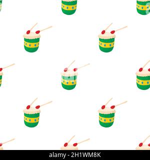 Brazilian drum pattern seamless background texture repeat wallpaper geometric vector Stock Vector