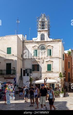 Polignano a Mare, Italy - September 17, 2019: Vittorio Emanuele II square in Polignano a Mare. Apulia. Italy Stock Photo