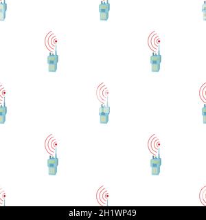 Portable handheld radio pattern seamless background texture repeat wallpaper geometric vector Stock Vector