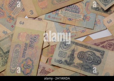 Soviet ruble Banknotes , former currency of the  Soviet Union, circa 1961. Stock Photo