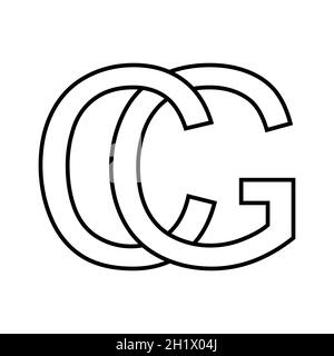 Logo sign gc cg icon sign interlaced letters c g vector logo gf, fg first capital letters pattern alphabet g, c Stock Vector