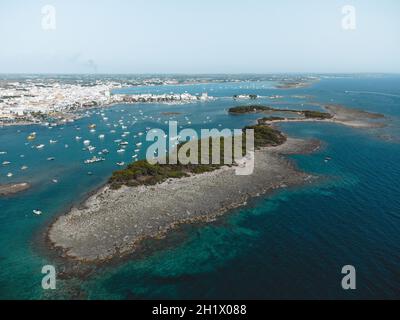 a great view on porto cesareo and rabbit island, in puglia Stock Photo