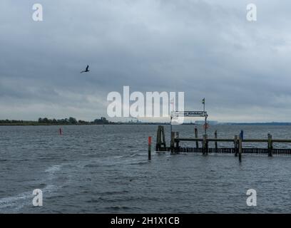 View from the german isle Poel near the village Kirchdorf at autumn Stock Photo