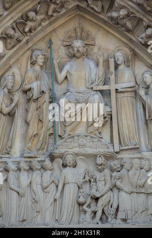 Paris, Notre Dame Cathedral - Central portal of the west front, depicting the Last Judgment