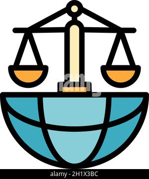 Global justice icon. Outline global justice vector icon color flat isolated Stock Vector