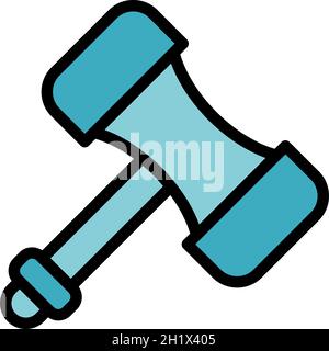 Judge gavel icon. Outline judge gavel vector icon color flat isolated Stock Vector