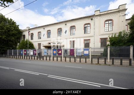 Riga, Latvia. 22 August 2021.   exterior view of the museum of the occupation of Latvia in the city center Stock Photo