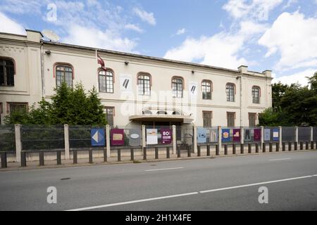 Riga, Latvia. 22 August 2021.   exterior view of the museum of the occupation of Latvia in the city center Stock Photo