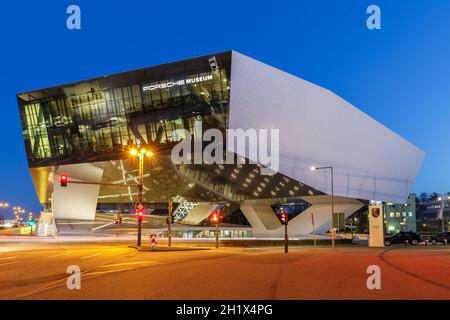 Stuttgart, Germany - March 2, 2021: Porsche museum headquarters headquarter architecture in Stuttgart, Germany. Stock Photo