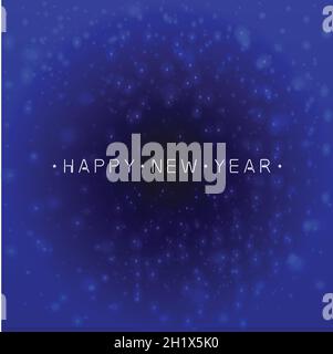 Happy new year with glowing lights on blue background galaxy vector stock illustration Stock Vector