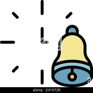 Bell ring lesson start icon. Outline bell ring lesson start vector icon color flat isolated Stock Vector