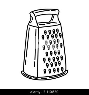 Box Grater Part of Cooking Accessories and Equipment Device Hand Drawn Icon Set Vector. Stock Vector