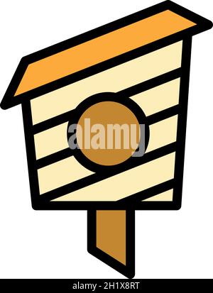 Wood bird house icon. Outline wood bird house vector icon color flat isolated Stock Vector