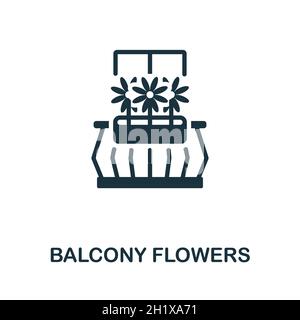 Balcony Flowers icon. Monochrome sign from balcony collection. Creative Balcony Flowers icon illustration for web design, infographics and more Stock Vector