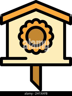 Ornament bird house icon. Outline ornament bird house vector icon color flat isolated Stock Vector