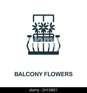 Balcony Flowers icon. Monochrome sign from balcony collection. Creative Balcony Flowers icon illustration for web design, infographics and more Stock Vector